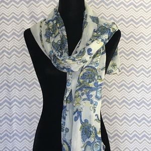 Elegant Blue and White Paisley Scarf